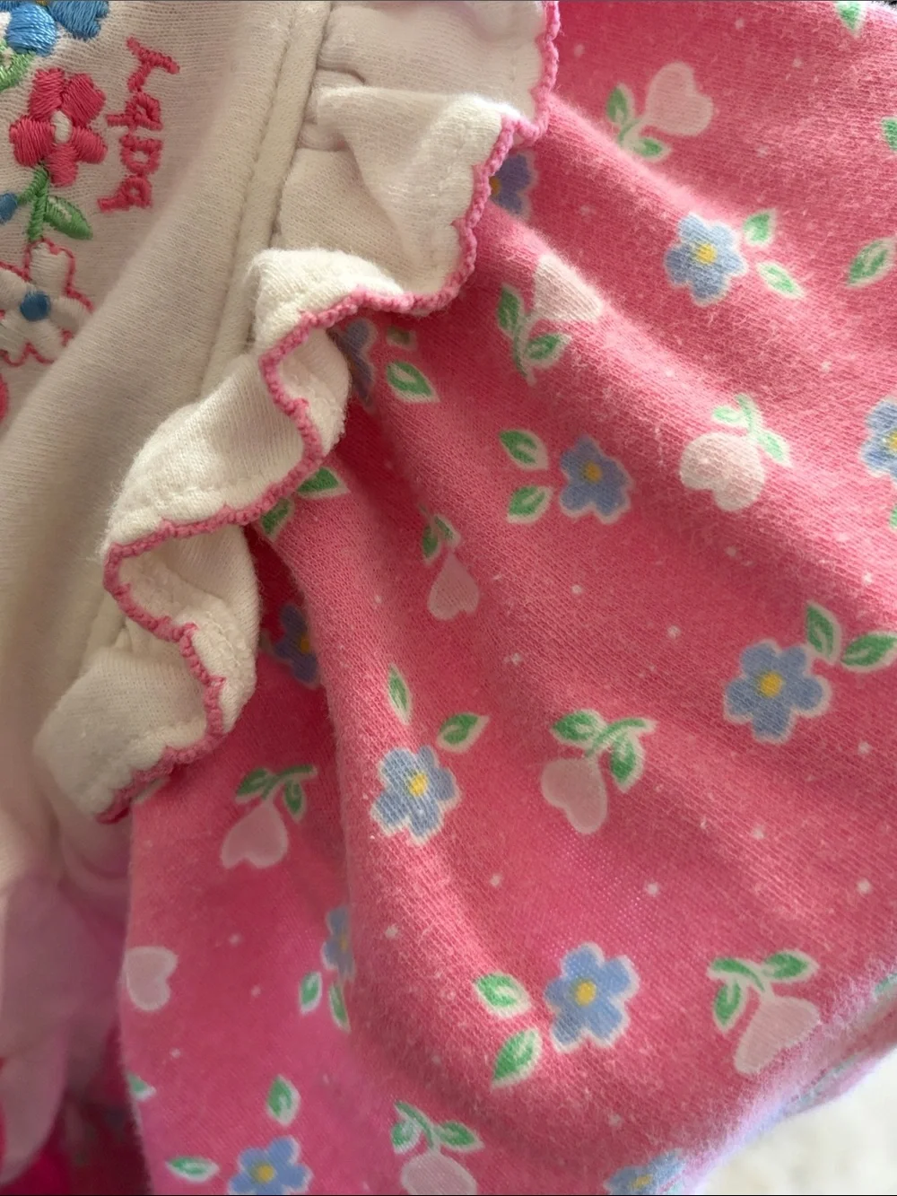 OshKosh B'gosh Pink & Cream Floral Ruffle Baby Top 6-9 months